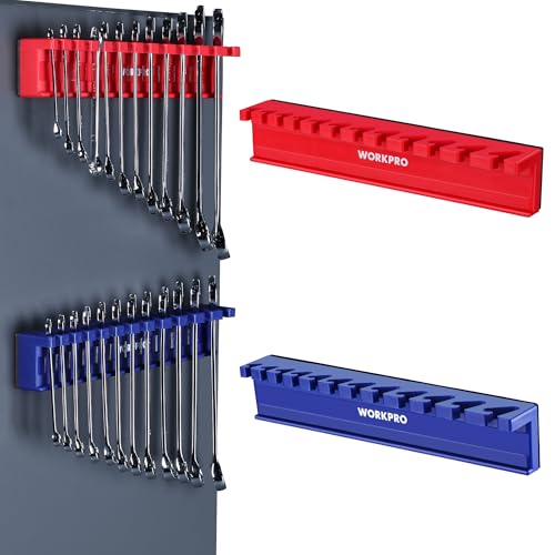 WORKPRO 2-Piece Magnetic Wrench Organizer, 24 Slots Wrench Holder - style: Wall mount wrench organizer(2PC)