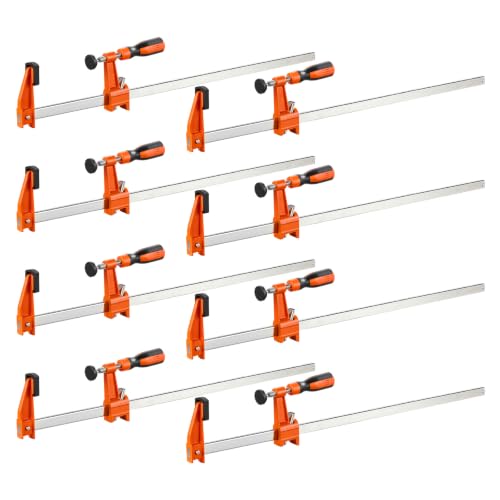 VEVOR Bar Clamps for Woodworking, 8-Pack, 24" Opening F Clamps, 600 lbs Load Limit, with Plastic Pad and Self-Locking Design, Premium Cast Iron and Carbon Steel, for Wood Working and Metal Working - size: 24"(8 Pack), style: Medium-Duty