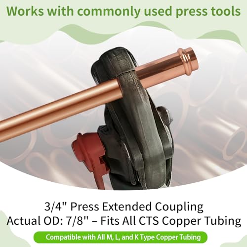 (WDAISY 5 Pack) Industrial-Grade 3/4" Press Copper Fitting – Lead-Free Press Extended Coupling No-Stop, Copper Press Fittings for Plumbing, HVAC, Potable Water, UPC & NSF/ANSI 61 Certified - size: 3/4" copper press extended coupling-5P