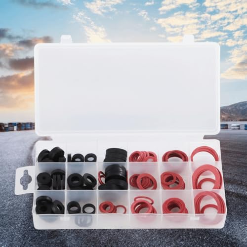 141 Pieces Rubber Flat Washers & O-Ring Assortment Kit, Multi-Size Sealing Gaskets for Plumbing, Automotive & Industrial Applications