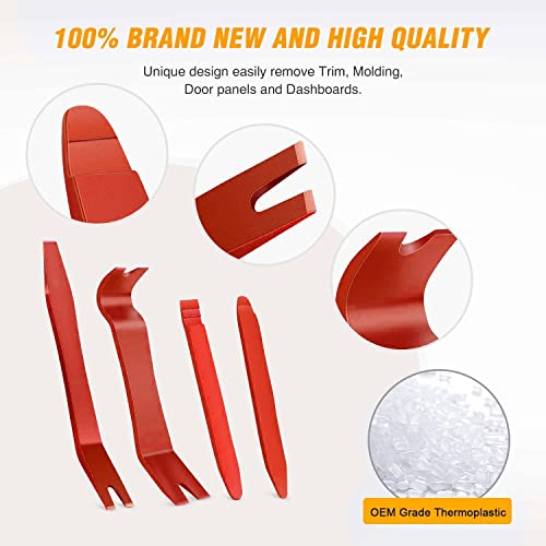 GOOACC 5 PCS Nylon Auto Trim Removal Tool Kit No-Scratch - color: Red, size: 5Pcs
