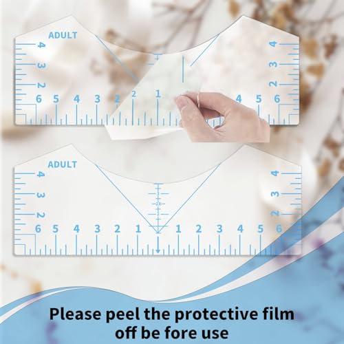 5Pack Tshirt Ruler Guide for Vinyl Alignment, T Shirt Rulers to Center Designs, PVC Measurement Template, Sewing Supplies Accessories Tools for Cricut Heat Press Transfer Vinyl （Blue） - style: Tshirt Ruler-5-Blue