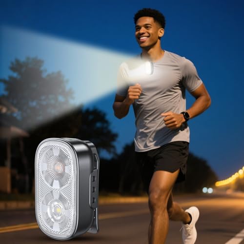 Zewdov 500LM Ultra Bright Mini Clip-on Flashlight Rechargeable, 10 Modes Hands-Free Pocket EDC Small Flashlight, Waterproof Running Lights for Runners/Emergency/Work/Hiking, Commercial Strobe Light