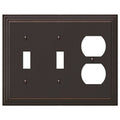 Amerelle Steps Double Toggle/Single Duplex Cast Metal Wallplate in Aged Bronze - color: Aged Bronze, size: 2 Toggle / 1 Duplex