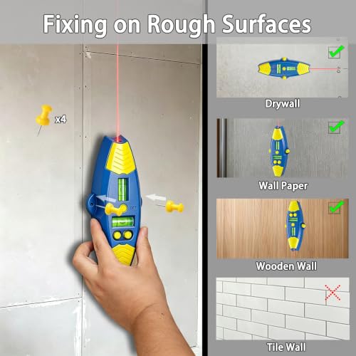3-in-1 Magnetic Stud Finder with Laser, Wall Scanner with 2 Detachable Magnetic Positioning Modules & 4 Wooden Surface Locator Pins, Stud Finder Leveler Tool for Home Renovation Inspection. (Blue) - color: Blue