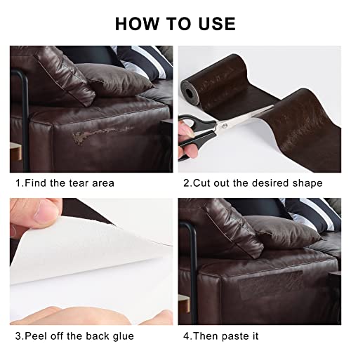 Self Adhesive Leather Repair Patch, Leather Repair Tape Kit Glossy Coffee - color: Glossy Coffee, size: 4" x 63"