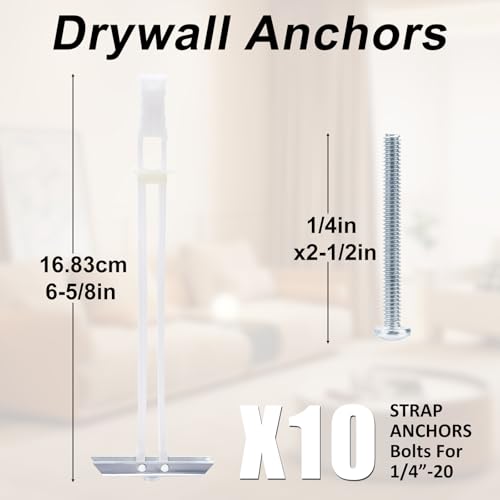 10 Pack Heavy Duty Drywall Anchor Bolts with 1/4"-20 - size: 1/4"-20：Pack of 10