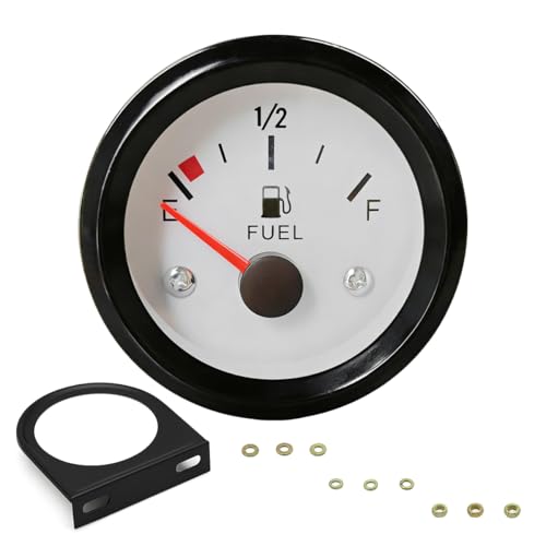 2" 52mm 12V Fuel Level Gauge Meter Kit with Nut/Bracket, White - color: White