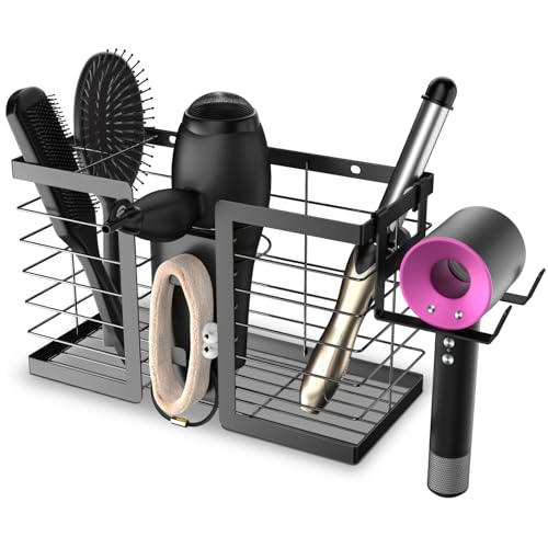 FUNKYLEE 3-in-1 Universal Hair Tool Organizer Wall Mount, Black - color: Black