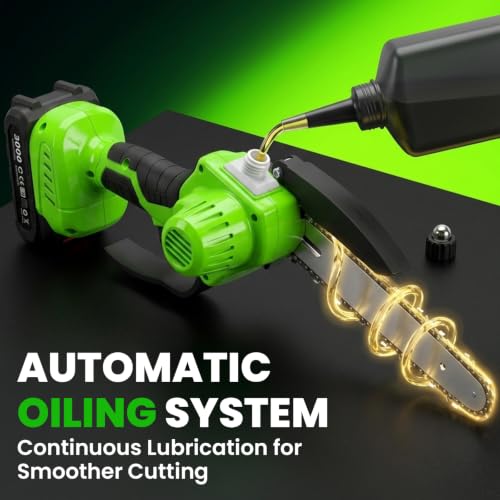 Mini Chainsaw Cordless, 8&6 IN Brushless Electric Chainsaw Battery Powered - color: Green01