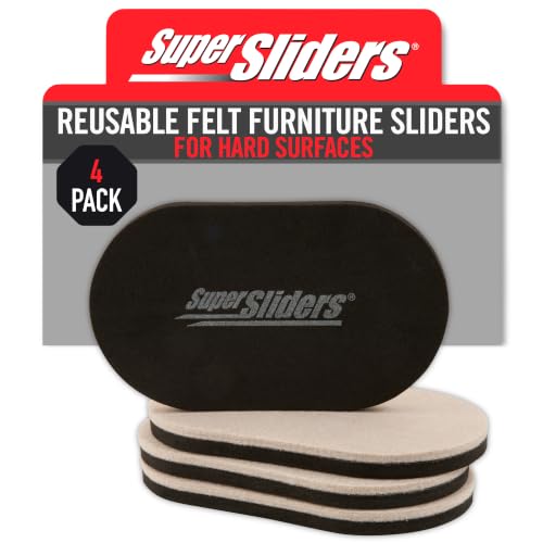 Super Sliders 3-1/2" x 6" Small Oval Reusable Felt Furniture Sliders for Hard Surfaces, Anti-Slip Protective Furniture Moving Pads for Beds, Sofas, Dressers, Set of 4, Beige - size: 3-1/2 x 6 Inch Oval, style: For Hardwood