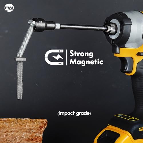 Facoow 6“ Impact Nut Drivers Set Magnetic, 18pcs Color Coded SAE & Metric Impact Nut Drivers, Extra Long Nut Drivers for Impact Drills, Impact Sockets Adapters (1/2" & 3/8") Impact Wrenches