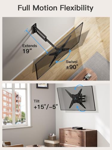 PERLESMITH Full Motion TV Wall Mount Corner for 27-60 Inch TVs - size: 27-60" Full Motion TV Wall Mount