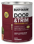 Rust-Oleum 369385 Advanced Dry Door & Trim Paint, Quart, Satin Cranberry - color: Satin Cranberry
