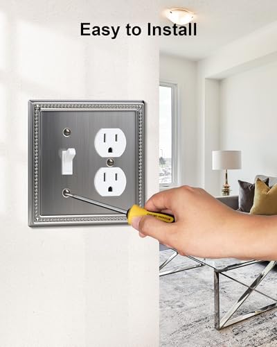 2-Pack Combo Toggle/Duplex Light Switch Cover Plate, Heirloom Silver - color: Heirloom Silver, size: Toggle/Duplex 2PK