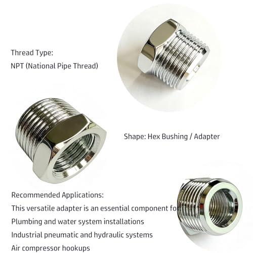 NPT Bushing Assortment,1/4 to1/8,3/8 to1/4,1/2 to3/8,3/4 to1/2