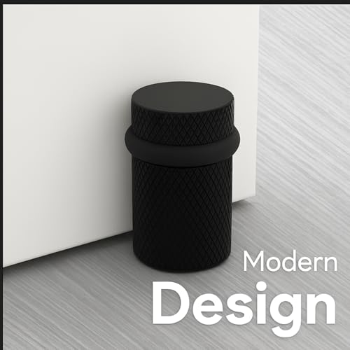 Mega Handles Knurled Floor Door Stopper Matte Black (2-Pack) - Floor Mount - color: Matte Black, size: 2 Pack