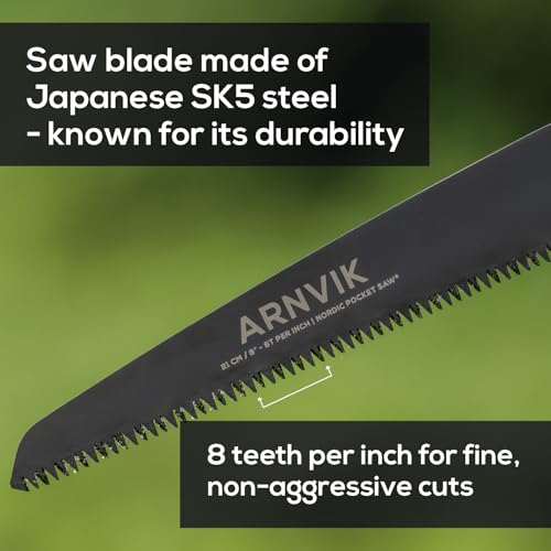 Nordic Extra Blade for Folding Saw Arnvik - 8 Teeth per Inch - 8 in Hardened SK5 Steel Blade for Wood - Ideal as Pruning Saw for Gardening - style: Extra Blade