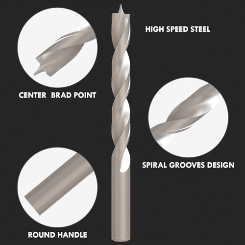 29Pcs (1/16" - 1/2") Brad Point Wood Drill Bit Set - size: Round Shank (1/16"-1/2") - 29pcs