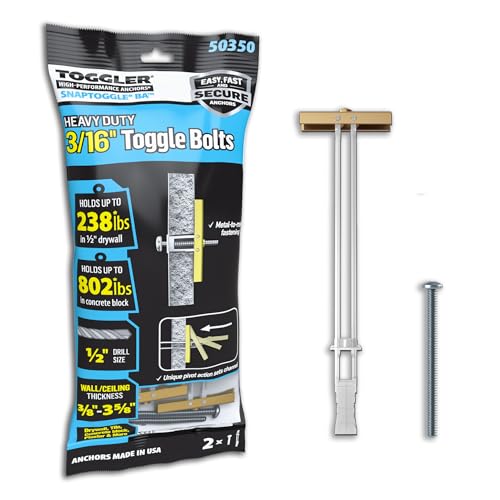 TOGGLER SNAPTOGGLE Toggle Bolt 3/16-24 UNC with Bolts, 2 Pack - size: 2 Pack w/ Bolts
