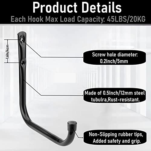 20Pcs Heavy Duty Garage Storage Hooks, 6.7 Inches Garage Wall Hook for Hanging Tools, Ladder, Bicycle, Chairs - size: 6.7inch(20Pcs)