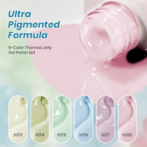 Beetles Jelly Gel Nail Polish Set, Silent Meditation 6 Colors Neutral Gel - color: B - Sheer | Silent Meditation