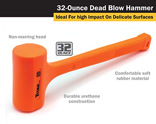 Titan 63140 3-Piece Dead Blow Hammer Set, Includes 2lb, 3lb & 4lb with Non-slip Diamond Textured Handles, Spark & Rebound Resistant - size: 32oz + 48oz + 64oz
