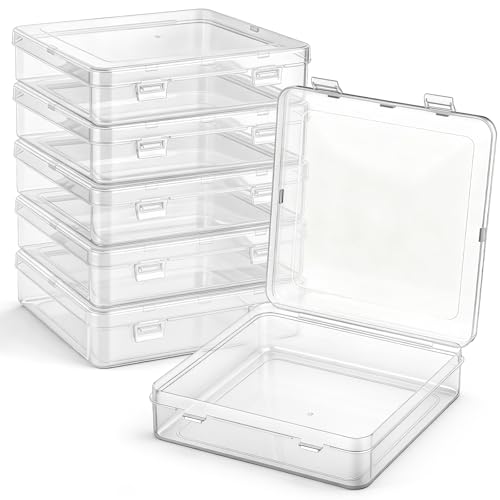 Jetec 6 Pieces Small Clear Plastic Storage Box, 5.9 x 5.9 x 1.5 Inch - size: 5.9 x 5.9 x 1.5 Inch