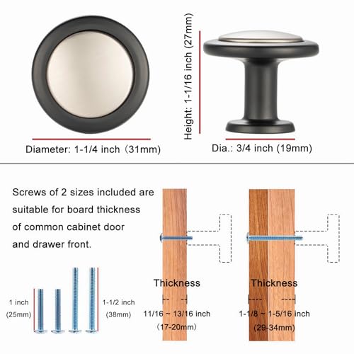 KOOFIZO 10 Pack Gold & Chrome Cabinet Knobs Round Single Hole Pulls 1960s - color: Brushed Gold + Polished Chrome, size: Knob 1 - 10Pcs, style: Round