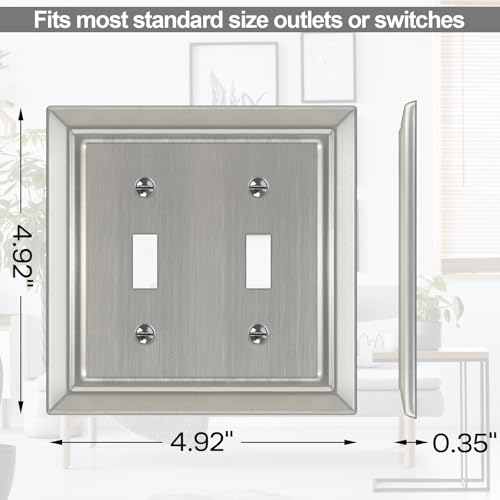 Metal Wall Plate for Electrical Outlets, Applicable to Double Toggle - size: Double Toggle