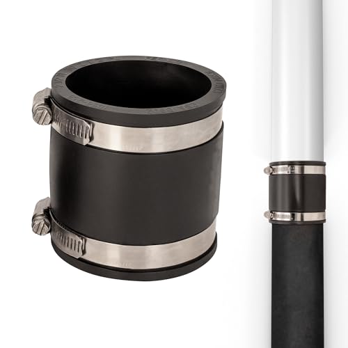 Fernco P1056-250 2.5-in. Cast Iron, Plastic and Steel Pipe Flexible Coupling Connector Adapter in Black