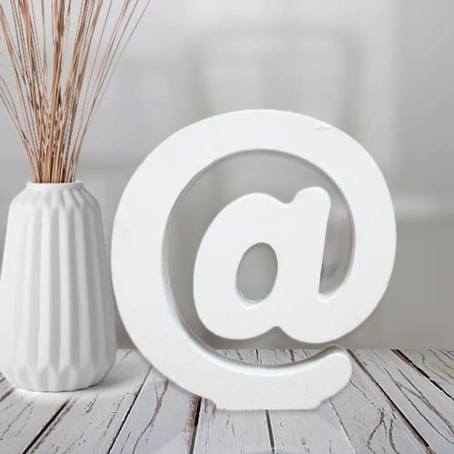 AOCEAN 4 Inch White Wood Letters Unfinished Wood Letter for Wall Decor Decorative Standing Letters Slices Sign Board Decoration for Craft Home Party Projects (@) - style: @