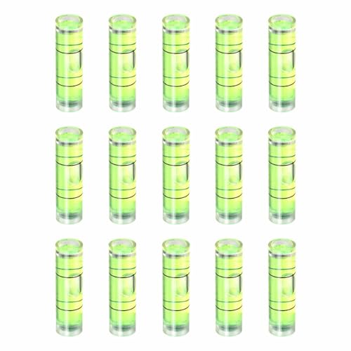 HARFINGTON 15pcs Small Cylindrical Bubble Level Vials 34x9.5mm PMMA Mini Horizontal Bubble Spirit Level Measuring Layout Tools for RV TV Picture Frame Hanging Tool Leveler - size: 34x9.5mm