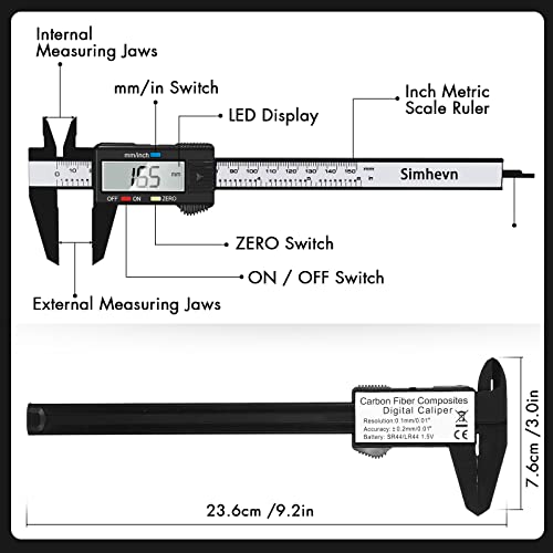 Digital Caliper,0-6 inch/150 mm,inch and Millimeter Conversion,LCD Screen