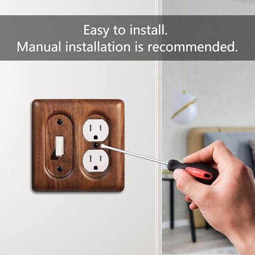 Decorative Outlet and Light Switch Covers Solid North American Walnut Plug Plate and Single Toggle Wall Plates for Rustic Contemporary Interiors - color: Walnut wood, size: Toggle/Duplex Combo