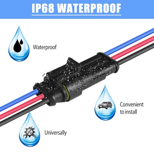 MUYI 3Pin Way 16AWG Waterproof Electrical Connector Wire Connectors-5 Kit - style: 3wire connector(5 sets)