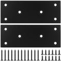 Mending Plate, Black Metal Flat Straight Brace Bracket, Double-Wide Metal Plate, Joining Plate for Wood Furniture Fence Fastening with Screws in 2 Different Lengths (48x128mm, 2 Pack) - size: 1.9"×5"/48*128mm