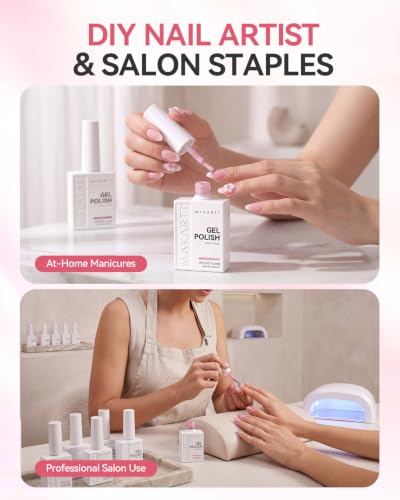 Makartt Jelly White Pink Gel Nail Polish Set 15ML : 6 Sheer Colors - color: Peachy Pink