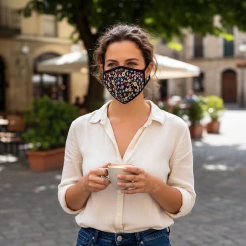 Cloth Face Mask for Women, Men - Reusable Fabric Masks with Nose Wire - color: 3 Pcs Mini Floral