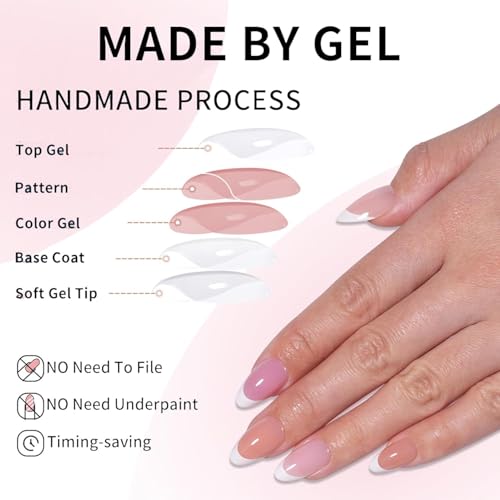 288Pcs Almond Press on Nails Medium Fake Nails 10 Color Nude False Nails Full Cover Acrylic Stick on Nails Nude Nail Press ons Handmade Full Cover Acrylic Glue on Nail for Women Manicure 10 Packs - color: Style 18