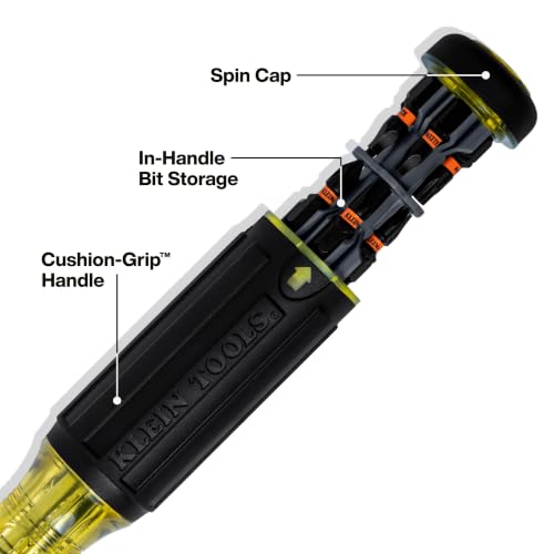Klein Tools 32303 Multi-Bit Screwdriver/Nut Driver, Impact Rated 14-in-1 Magnetic Screwdriver Set Phillips, Slotted, Square, Combo, Torx - size: 14-in-1