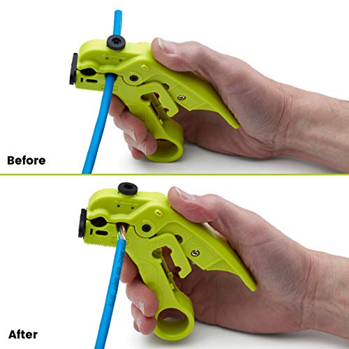 trueCABLE Wire Stripping and Cutting Tool for UTP, FTP, STP, Cat5e, Cat6, Cat6A Ethernet, RG59, RG6, RG7, RG11 Coax Cable, Adjustable Blade Depth