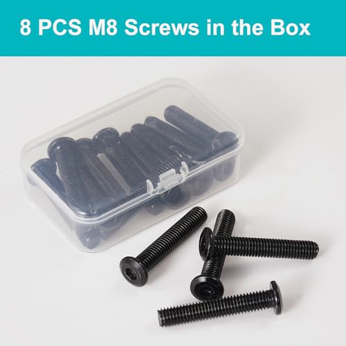 M8 x 80mm 8Pcs Flat Head Hex Socket Cap Screws, 304 Stainless Steel 18-8, Black Zinc Plated, Connection Furniture Bolts, Full Thread - size: M8 x 80mm(10PCS)