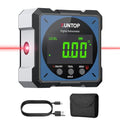 XUNTOP USB Charging Digital Level Box Angle Finder with Laser (Class 2, <1mW Output), 4-Side Strong Magnetic Angle Gauge IP54 Waterproof Inclinometer Level, Saving Effort Hanging Decorations-Blue
