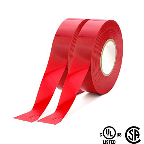 Xtricity Vinyl Red Electrical Tape 3/4" x66 Ft for Electrical Insulation - color: Red, size: 2 Pack