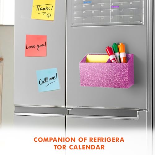BEYGORM Magnetic Dry Erase Marker Holder for Whiteboard & Refrigerator | Non-slip Acrylic Pen Holder for Classroom, Fridge Magnet, Locker Organizer Accessories, Teacher & School Supplies(Blue) - color: Bling Pink