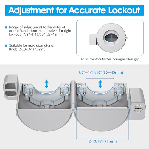 AST Adjustable Door Knob Cover with High Security Cylinder and 3 Brass Keys - color: Matte silver with brass keys