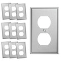 10-Pack Single Duplex Wall Switch Plate Outlet Cover - Stainless Steel Decorator Receptacle Outlet Plate Covers - Brushed Finish - Silver - size: 10 Pack