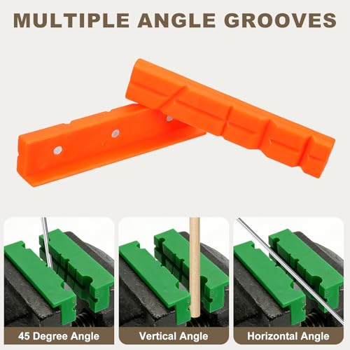 HARFINGTON 2 Set Vise Jaw Pads 5" Rubber V-Shape Magnetic Vise Soft Jaws Standard Anti-Scratches Vice Covers Tools for DIY Making Woodworking Clamping Plumbing, Orange - size: 5"