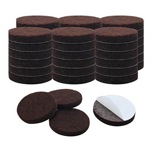 uxcell 40pcs Furniture Pads Round 3/4" Dia Self-stick Non-slip Anti-scratch Felt Pads Floors Protector Dark Brown - size: 19 x 5mm
